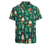 LARSD Men's Christmas Green XXL Retro Hawaiian Beach Shirt, Short Sleeve, Button Down Collar, Christmas Theme