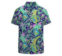 LARSD Men's Green Paisley 70s Retro Disco Shirt, Large