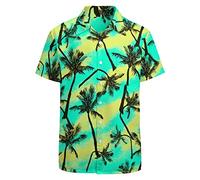 LARSD Men's Green Palm Tree Hawaiian Shirt, 3XL