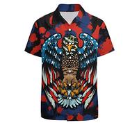 LARSD Men's Hawaiian Shirt Casual Button Down Short Sleeve Party Shirt Printed Funky Aloha Beach Shirt, Eagle, XXL