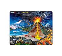 Larsen NB2 Volcanoes Puzzle, Age 6-12, Volcano Educational Game, 70 Pieces, Discover Natural Phenomena, Robust Frame Puzzle from Norway