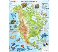 Larsen A32 North America, Topographic map with animals, Dutch Edition, 66 Piece Boxless Tray & Frame Jigsaw Puzzle