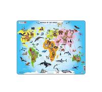 Larsen A34 Animals of the World Jigsaw for Kids Age 4+ | 28 Pieces | Educational Animal Puzzle | Boxless Tray & Frame | Fun Learning Toy for Boys & Girls | English Edition