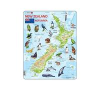 Larsen A4 New Zealand Jigsaw Puzzle Map for Children and Adults, English Version - 71 Pieces| Educational and Fun Puzzle | Children Development | Boxless Tray & Frame Included