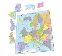 Larsen A8 Europe Political Map for Younger Children, German Edition, 37 Piece Boxless Tray & Frame Jigsaw Puzzle