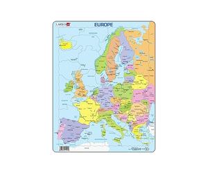Larsen A8 Europe Political Map Puzzle - 37-Piece Tray Puzzle for Kids (Learn Countries, Cities, Rivers & Lakes) Educational Geography Toy Ages 5+