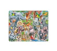 Larsen CZ3 Selfie - Happy African Animals Jigsaw Puzzle for Children Ages 4 and Up - 43 Pieces | Educational & Fun Puzzle for Kids | Memory Quiz Puzzle | Boxless Tray & Frame Included