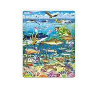 Larsen FH13 Marine Life in the North Atlantic Ocean Jigsaw for Children Ages 4 and Up - 60 Pieces| Shark Jigsaw Puzzle |Under Sea Puzzle for Kids| Boxless Tray & Frame Included | Made in Norway