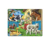 Larsen FH23 Domestic Animals on a Farm Jigsaw Puzzle | 23 Pieces | Boxless Tray & Frame | Fun & Educational Puzzle for Young Kids | Ideal for Learning About Farm Life