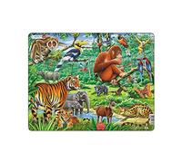 Larsen FH24 Asian Jungle Jigsaw for Kids - 20 Pieces - Educational Animal Puzzle - Boxless Tray & Frame - Fun Learning Toy for Ages 3-6 - Colourful Wildlife Puzzle