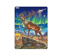 Larsen FH26 Reindeer in Northern Lights, Neutral Edition, 60 Piece Boxless Tray & Frame Jigsaw Puzzle