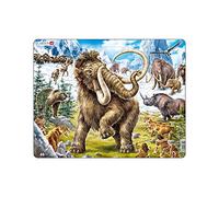 Larsen FH27 Mammoths Being Hunted in Prehistoric Times Jigsaw Puzzle for Children Ages 4-12 Years - 64 Pieces Puzzle |Fun Puzzle | Boxless Tray & Frame Included | Made in Norway