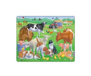 Larsen FH35 Pets and Farm Animals, 15 Piece Boxless Tray & Frame Jigsaw Puzzle
