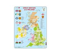 Larsen K18 Great Britain Age 6+ & Ireland Political Map Jigsaw Puzzle - English Edition - 48 Pieces | Educational Map Puzzle for Ages 6+ | Boxless Tray & Frame