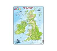 Larsen K5 Great Britain & Ireland Map - 80-Piece Topographic Jigsaw for Kids Age 6+ - Educational Geography Puzzle - Tray & Frame - Ideal for School, Home Learning, or Travel Gift