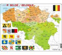 Larsen K59 Belgium Political Map Puzzle - 48-Piece Geography Jigsaw for Kids, Multilingual (Dutch/French) Edition - Great for Learning