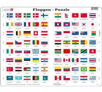 Larsen L2 Country Flags, German Edition Jigsaw Puzzle for Kids & Adults - 80 Pieces Puzzle | Learn Countries and Flags | Educational and Fun Gift | Boxless Tray & Frame Included | Made in Norway