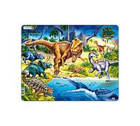 Larsen NB3 Dinosaurs from the Cretaceous Period - 57-Piece Boxless Tray & Frame Jigsaw Puzzle - Educational Dinosaur Puzzle for Kids - Unique Shaped Pieces - Ideal for Ages 4+