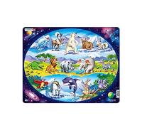 Larsen NM6 Beginner Puzzle: Animals Around the World, 15 Piece Boxless Tray & Frame Jigsaw Puzzle