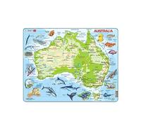 Larsen Puzzle Australia Topographic Map, Ages 7+, Educational Geography Jigsaw, 65 Contour & Figure Pieces, Tray & Frame, Learn States & Animals, English Edition
