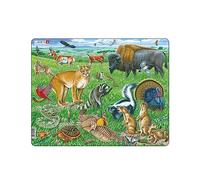 Larsen Puzzle Great American Prairie Wildlife, Ages 6+, Nature Jigsaw, Educational Animal Puzzle, Figure Pieces, Tray & Frame, 53 pcs, Learn About Ecosystem