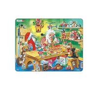 Larsen EA2 Santas Workshop Jigsaw Puzzle for Children Ages 3 and Up - 140 Pieces |Father Christmas Puzzle for Kids for Boys & Girls |Fun & Educational | Boxless Tray & Frame Included
