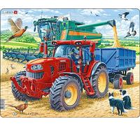 Larsen Puzzles PG9 Cool Tractor & Combine Harvester Jigsaw Puzzle - 39 Pieces - Farm Puzzle for Kids 3+ - Figure Pieces, Boxless Tray & Frame