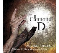 LARSEN STRINGS Violin Strings II Cannone - 4/4 Violin - Medium - Single String D, multifilament fibre nylon core, solid silver winding, tension 4.74/10.42