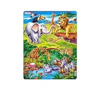 Larsen US16 Kids Tray Jigsaw - King Lion on the Savannah, 18-Piece Easy Preschool Puzzle for Toddlers & Children, Ideal First Jigsaw Gift