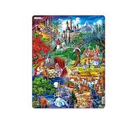 Larsen US24 Grimm’s Fairy Tales Puzzle - 33-Piece Classic Story Jigsaw for Kids, Educational with Tray Frame - Boxless for Children