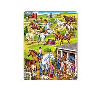 Larsen US26 Caring for Horses Puzzle - 50-Piece Educational Animal Care Jigsaw for Kids, Great for Learning - Boxless, Tray Included