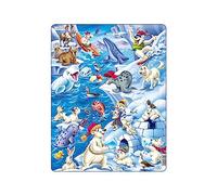 Larsen US28 Arctic Animals Puzzle - 36-Piece Fun & Educational Jigsaw for Kids, Cartoon Style, with Tray Frame for Children
