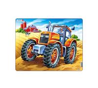 Larsen US4 Big Tractor 37-Piece Jigsaw - Farm-Themed Puzzle with Tray & Frame - Educational Toy for Children Age 3+ - Fun Learning Activity Featuring Countryside Vehicles