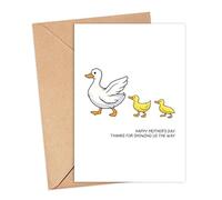 LarsonDesign Happy Mother's Day Thanks For Showing Us The Way Card - Cute Duck Mother's Day Card From Us - Duck And Ducklings - Goose Mom And Baby - Ducky And Mum