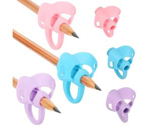 Larspotta 15 Pcs Pencil Grips with 3 Finger Rings for Kids Handwriting, 6 Colors Pencil Holders for Toddler Writing Tool, Ergonomic Pencil Gripper Cushions for Preschooler Needs in Classroom