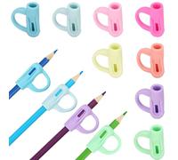 Larspotta 20 Packs Pencil Grips with Middle Finger Ring, 8 Colors Pencil Holders for Kids & Adults Writing Posture Correction