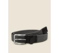 Larsson & Co Grey & White Stitch Detail Woven Casual Stretch Belt - Grey - M (33-35)