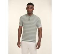 Larsson & Co Knitted Polo Shirt With Horizontal Stripe - M - Sage