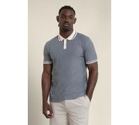 Larsson & Co Men's Anders - Textured Jacquard Polo Shirt With Contrast Rib in Blue | Size: XL Larsson & Co Blue XL