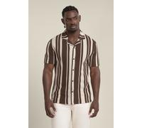 Larsson & Co Men's Anker - Waffle Stripe Short Sleeve Shirt in Brown | Size: Medium Larsson & Co Brown M