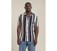 Larsson & Co Men's Anker - Waffle Stripe Short Sleeve Shirt in Navy | Size: Medium Larsson & Co Navy M