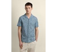 Larsson & Co Men's Daan - Floral Embossed Short Sleeve Shirt in Blue | Size: Medium Larsson & Co Blue M
