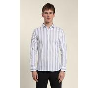Larsson & Co Men's Dot Stripe Long Sleeve Shirt in White | Size: Medium Larsson & Co White M