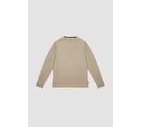 Larsson & Co Men's Mini Waffle Textured Long Sleeve Henley T-Shirt in Beige | Size: Medium Larsson & Co Beige M
