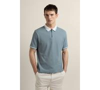 Larsson & Co Men's Nilsson - Contrast Rib Polo Shirt in Light Blue | Size: Medium Larsson & Co Light Blue M