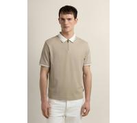 Larsson & Co Men's Nilsson - Contrast Rib Polo Shirt in Taupe | Size: Medium Larsson & Co Taupe M