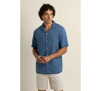 Larsson & Co Men's Soren - Grid Denim Short Sleeve Shirt in Dark Blue | Size: Medium Larsson & Co Dark Blue M