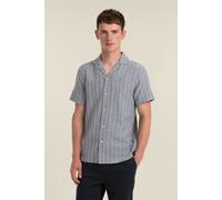 Larsson & Co Men's Twill Jacquard Stripe Short Sleeve Shirt in Navy | Size: Medium Larsson & Co Navy M