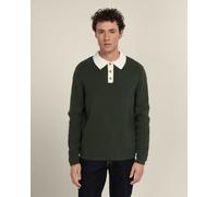 Larsson & Co Tarup - Wool Blend Long Sleeve Polo Shirt - Green - M