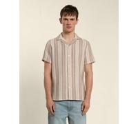 Larsson & Co Textured Stripe Short Sleeve Shirt - XL - Brown